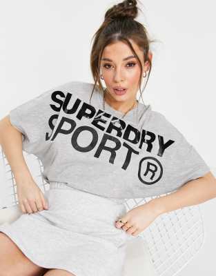 Superdry Sport loose fit logo t-shirt in gray - Click1Get2 On Sale