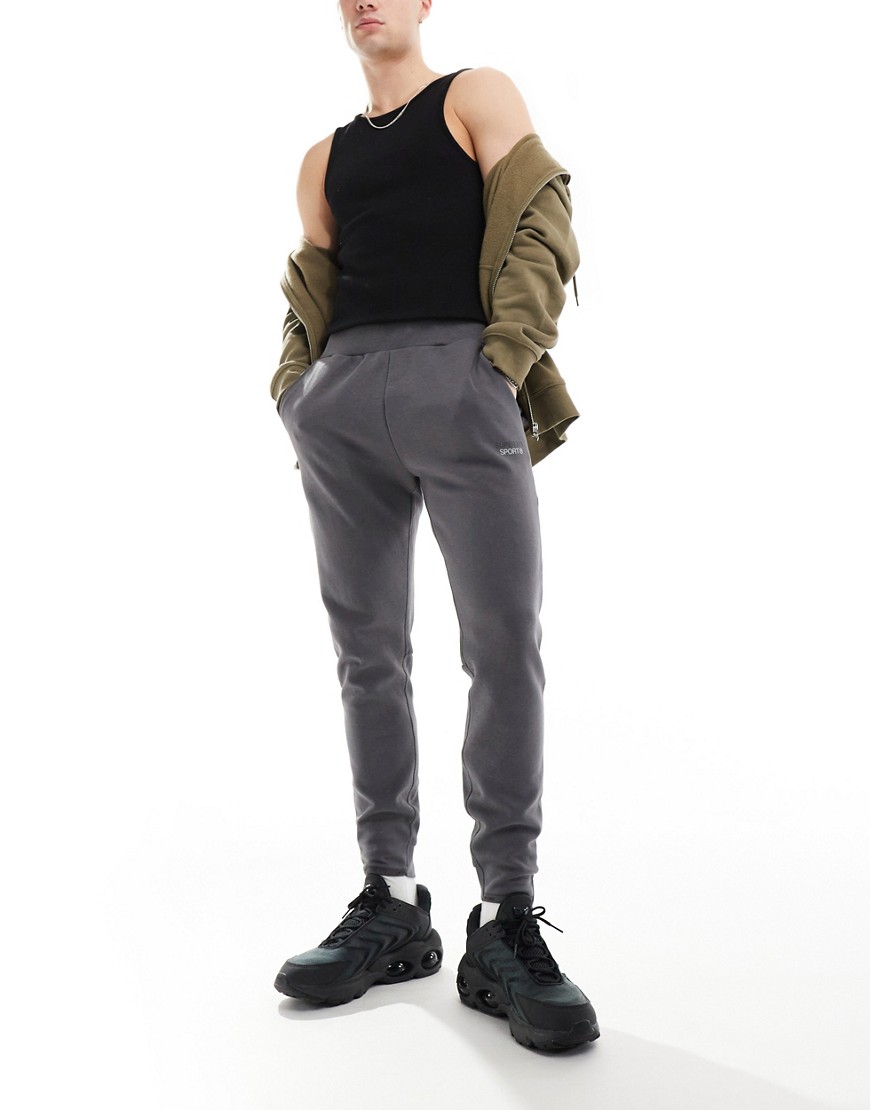 Superdry Sport tech tapered joggers in dark slate grey