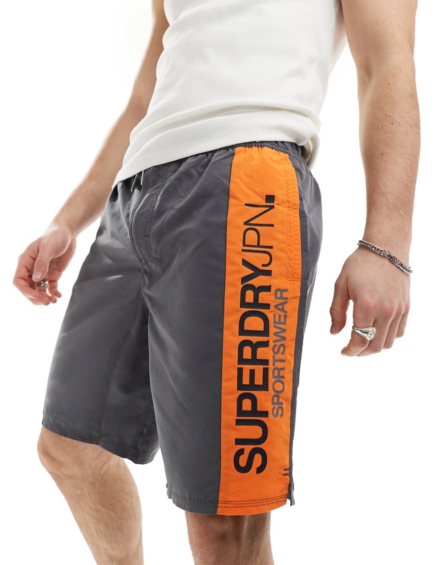 Superdry Sportswear logo 19" boardshorts in charcoal-Grey