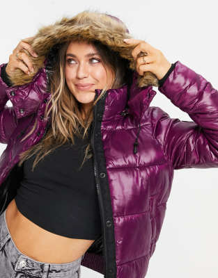 Superdry Toya high shine padded bomber jacket in purple - Click1Get2 Cyber Monday