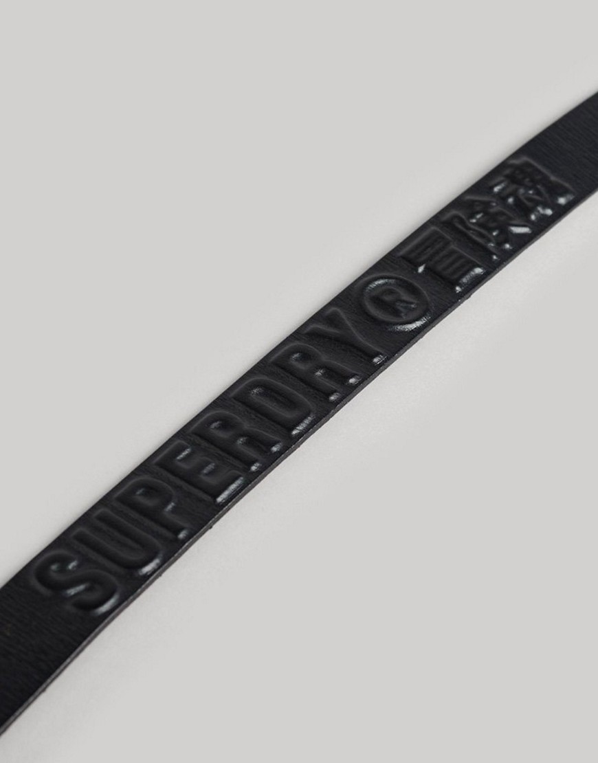 Superdry Vintage branded belt in black emboss