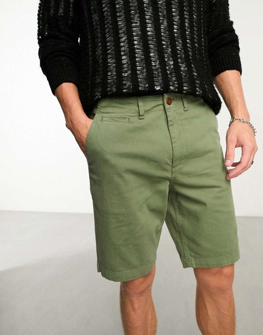 Superdry vintage officer chino shorts in khaki-Green