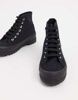 superga 2341 alpina flat ankle boots in black