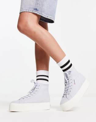 2708 hi top flatform trainers in grey/lilac