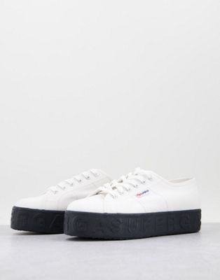 2790 3D Lettering flatform trainers in white