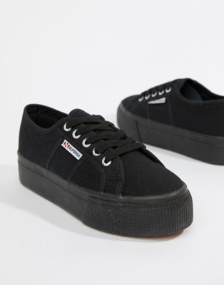 2790 linea flatform trainers in black canvas