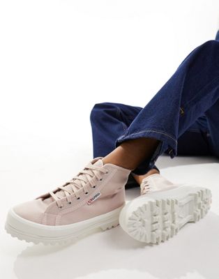 high top chunky sole trainers in pink