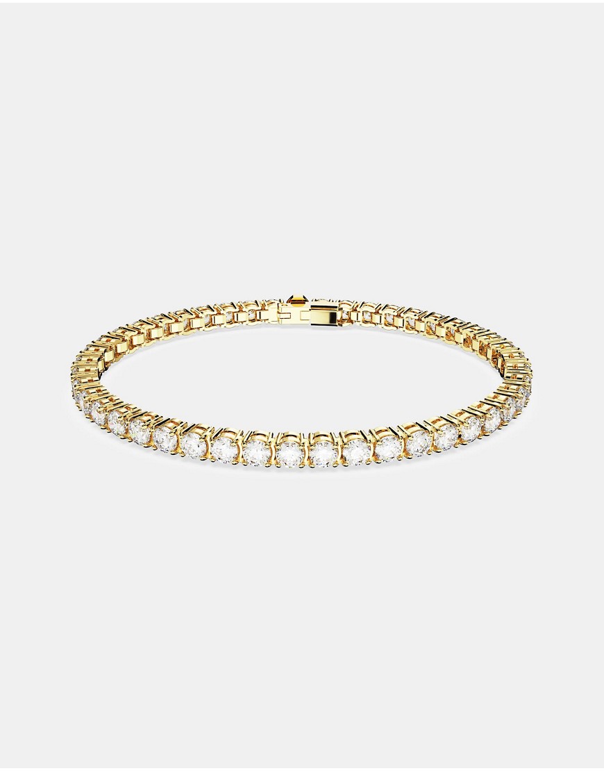 Swarovski matrix tennis bracelet in rose-gold tone plated-White