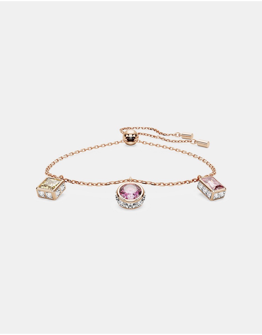Swarovski stilla earring and bracelet set in pink and rose gold-tone plated
