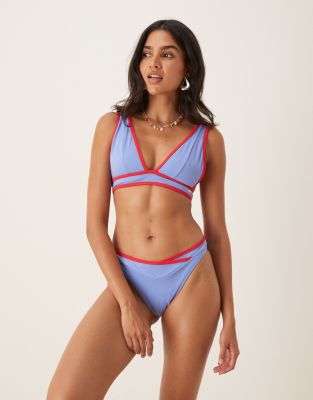 Tala Bikini plongeant à bords contrastants Bleu ASOS