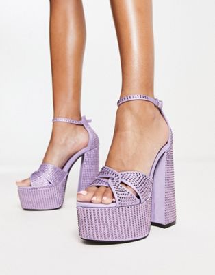 Tammy Girl embellished platform heeled sandals in lilac