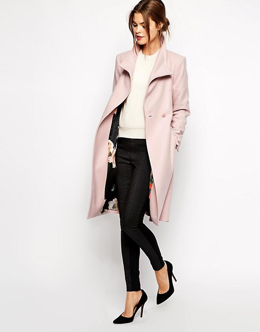 Ted Baker | Ted Baker Belted Wrap Coat in Pale Pink