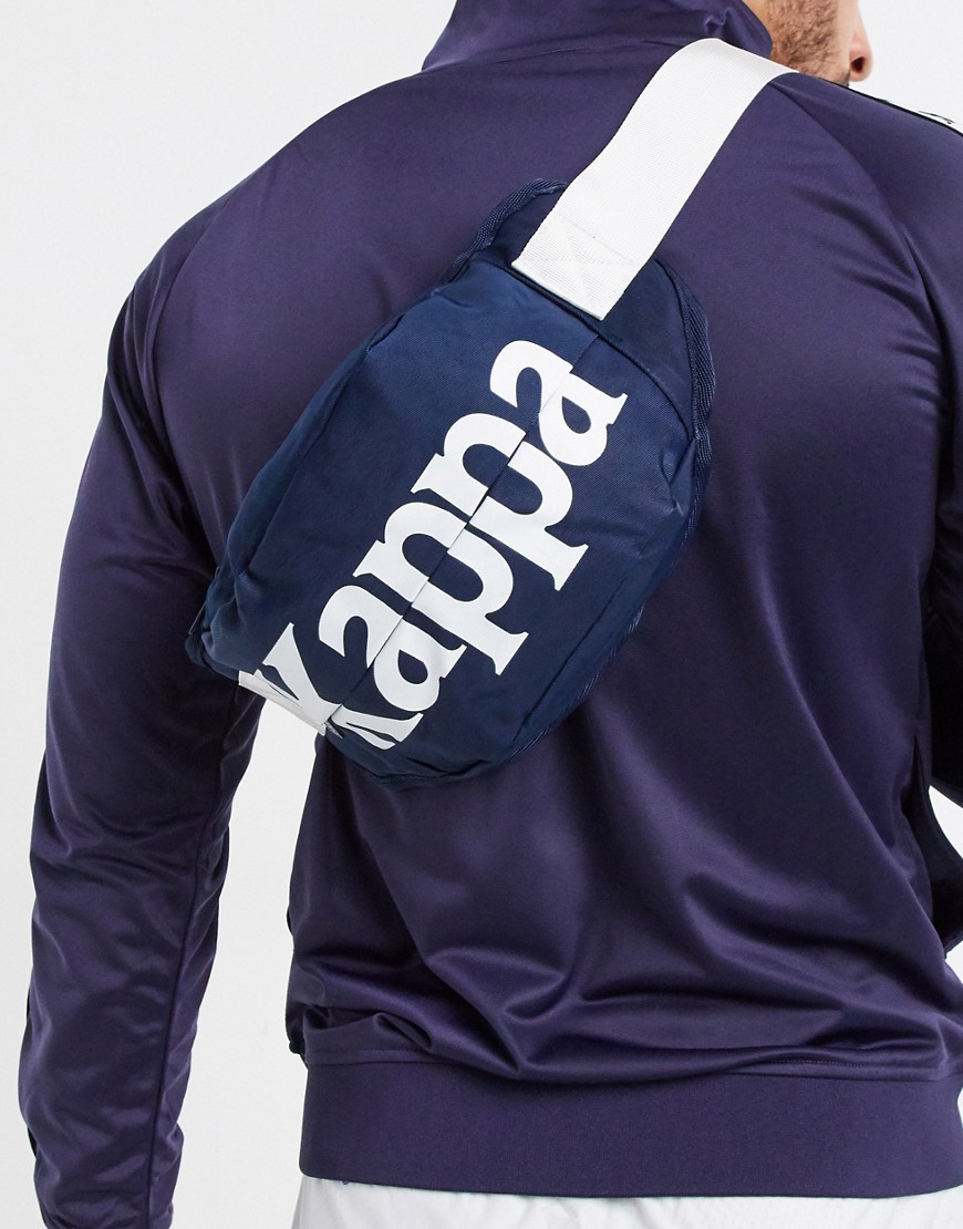 фото Темно-синяя сумка-кошелек на пояс с крупным логотипом kappa authentic cabala-темно-синий