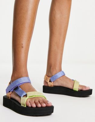 midform universal chunky sandals in metallic lilac multi