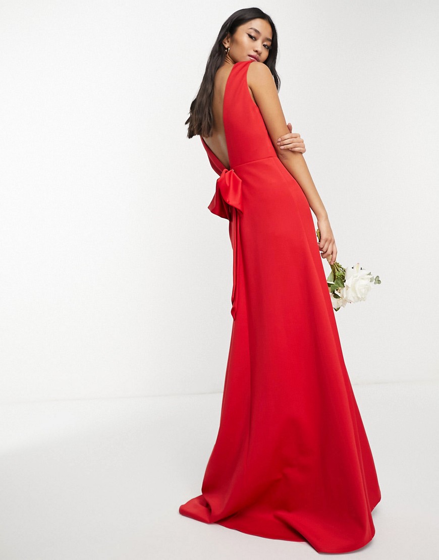 TFNC bow back maxi dress in red