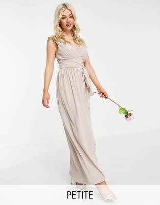 TFNC Petite Bridesmaid top wrap chiffon dress in pink - Click1Get2 Price Drop