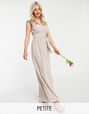 TFNC Petite Bridesmaid top wrap chiffon dress in pink - Click1Get2 Sale