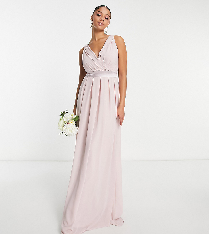 TFNC Tall Bridesmaid bow back maxi dress in pink
