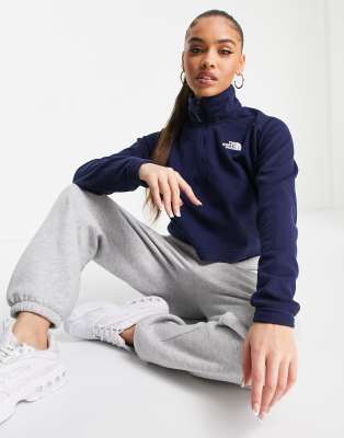 The North Face 100 Glacier 1/4 zip cropped fleece in navy Exclusive at ASOS - Click1Get2 Deals