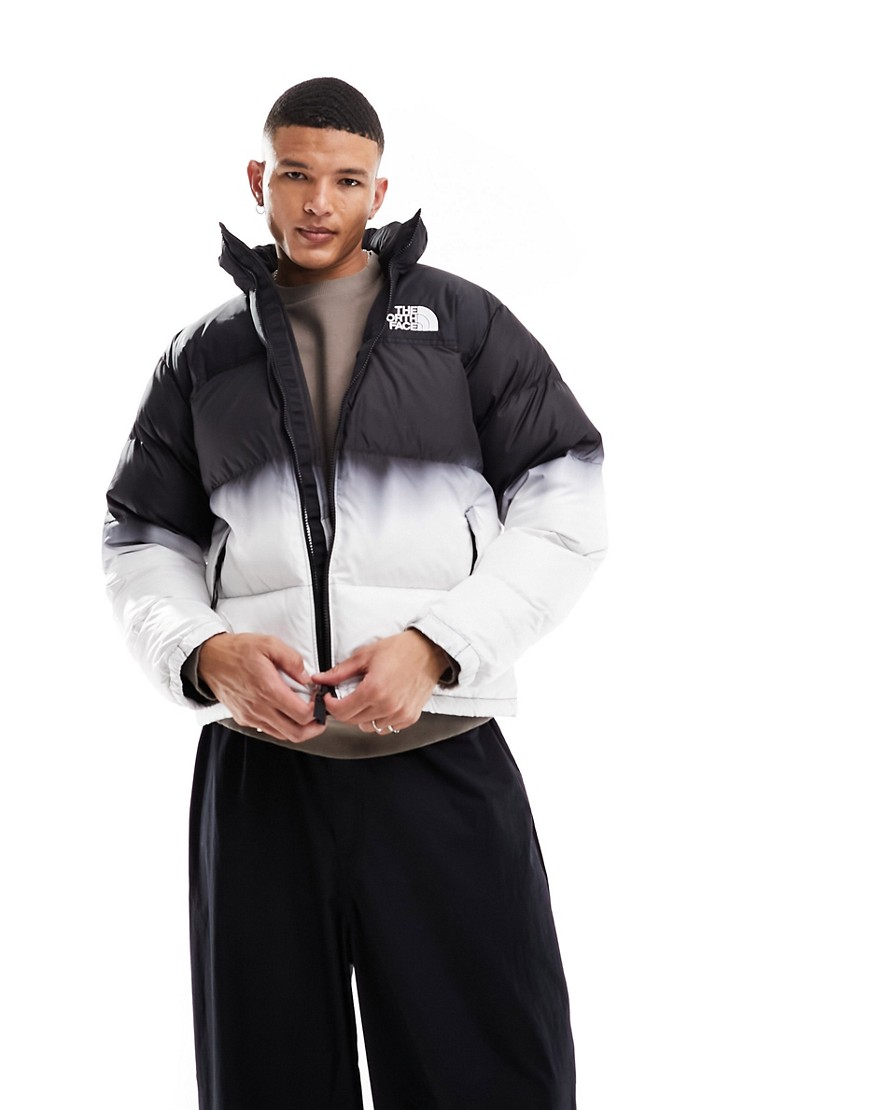 The North Face ’96 Retro Nuptse down puffer jacket in black and white dip dye