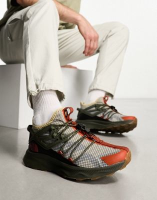 Oxeye Tech mid hiking trainers in khaki and stone