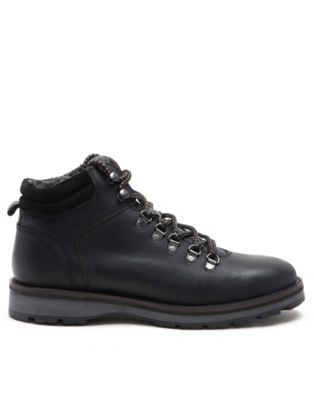 dekker hiker style casual leather boots in black