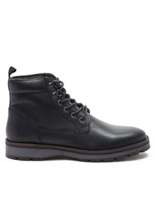 devita hiker style casual leather boots in black