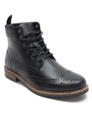 dixon formal ankle brogue leather boots in black