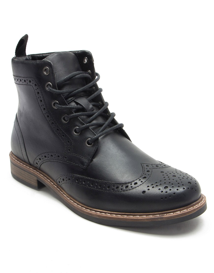 Thomas Crick dixon formal ankle brogue leather boots in black