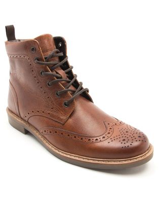dixon formal ankle brogue leather boots in brown