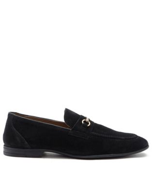 farrel formal loafer slip-on leather shoes in black suede