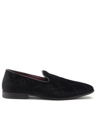 gamble velvet loafers slip on leather shoes in black