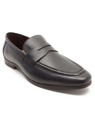 harley loafer leather slip-on loafer shoes in black