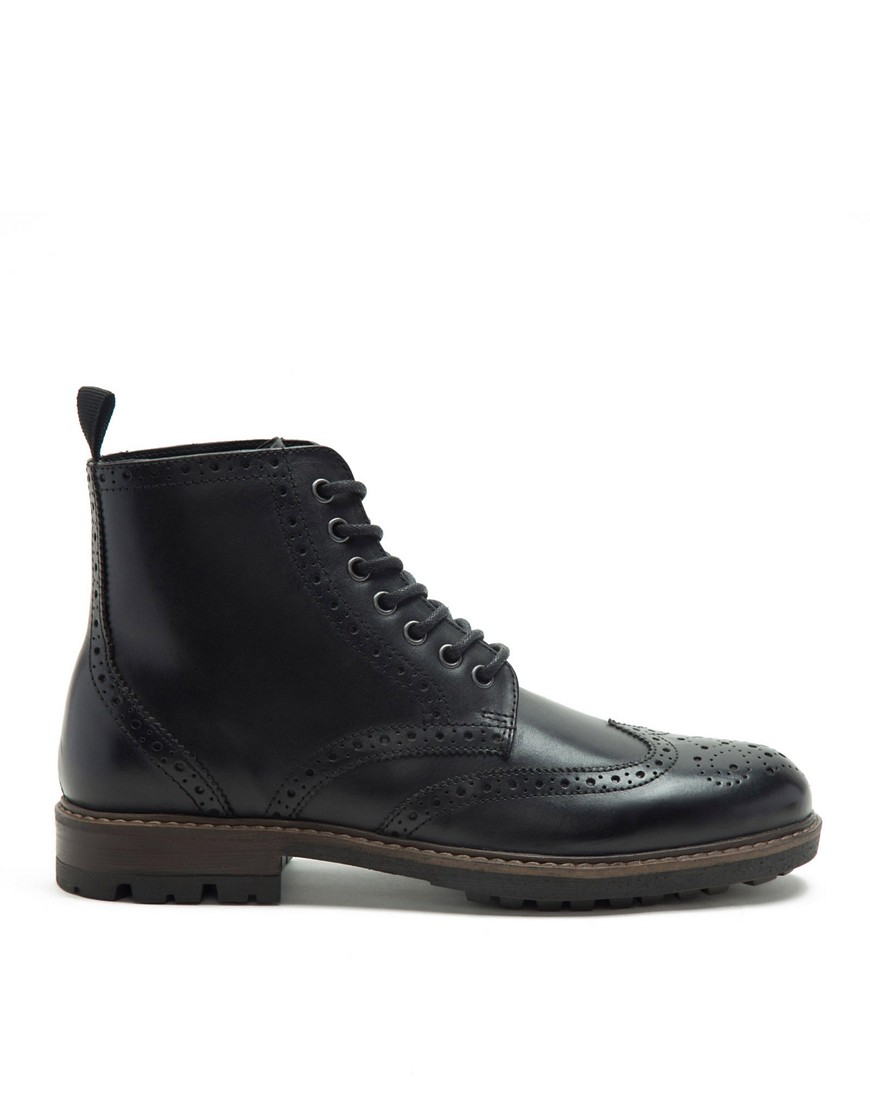 Thomas Crick nesser brogue lace-up leather ankle boots in black