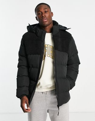 Threadbare puffer jacket with detachable hood in black - Click1Get2 Deals