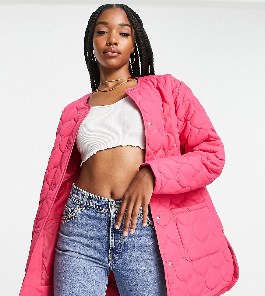 Threadbare Tall diamond quilted jacket in hot pink