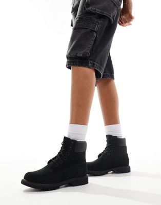 6 inch premium boots in black nubuck leather
