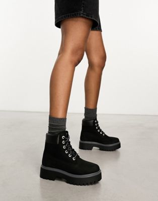 6 Inch premium elevated platform boots in black nubuck leather