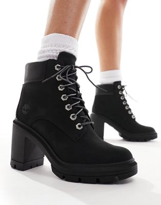allington heights 6 inch heeled boots in black nubuck leather