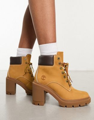 allington heights 6 inch heeled boots in wheat nubuck leather