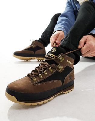 euro hiker boots in dark brown nubuck leather