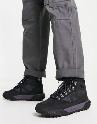 euro hiker leather super ox mid boots in black