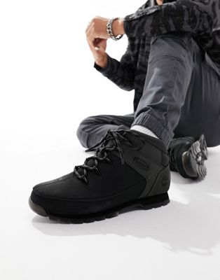 euro sprint hiker boots in black nubuck leather