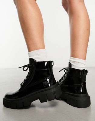 greyfield boots in black patent leather