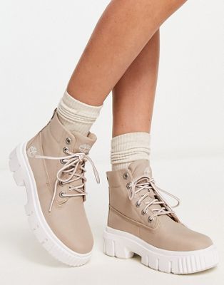 greyfield fabric boots in beige