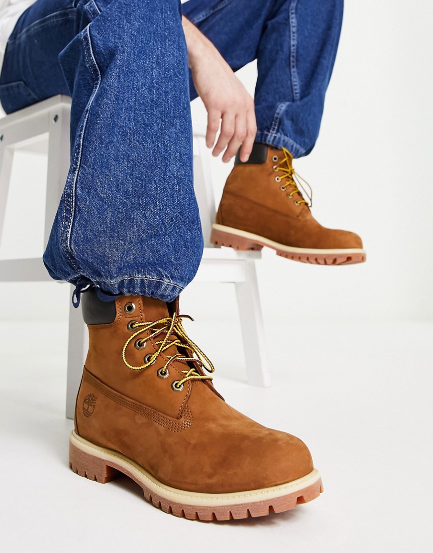 Timberland premium 6 inch boots in rust nubuck-Brown