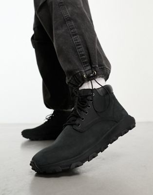 winsor park chukka boots in black nubuck leather