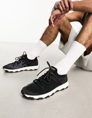 winsor trail low trainers in black knit