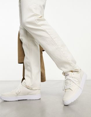 basket core leather trainers in off white