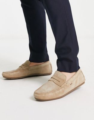 classic suede driver shoes in beige